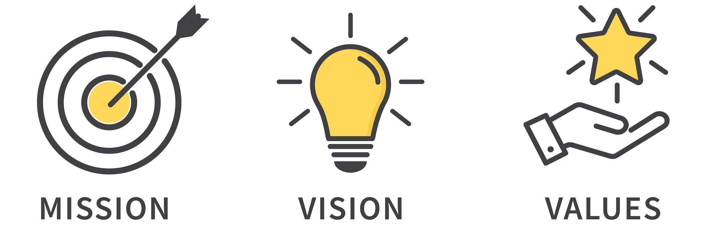 Mission, Vision and Values icon. Organization mission. Success and growth concepts. flat design. Vector illustration